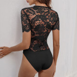 Summer Lace Patchwork V-Neck Slim Fit Jumpsuit