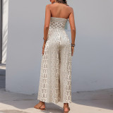 Summer Print Casual Tied Strapless Wide-Leg Jumpsuit