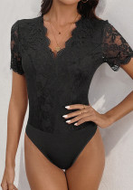 Summer Lace Patchwork V-Neck Slim Fit Jumpsuit