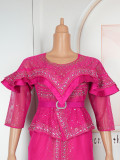 African Women's Clothing Sexy Beaded Dress