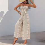 Summer Print Casual Tied Strapless Wide-Leg Jumpsuit