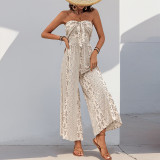 Summer Print Casual Tied Strapless Wide-Leg Jumpsuit