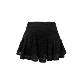 Women black lace skirt