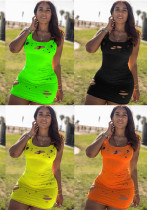 Women sexy ripped sleeveless dress