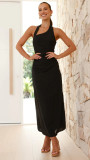 Women Summer Red Solid Sleeveless Backless Dress