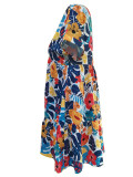 Women Short Sleeve V-Neck Summer Print Dress