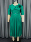 Women Floral Pleated Party Dress
