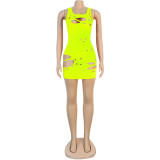 Women sexy ripped sleeveless dress
