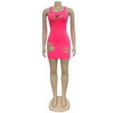 Women sexy ripped sleeveless dress