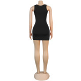 Women sexy ripped sleeveless dress