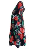 Women Short Sleeve V-Neck Summer Print Dress