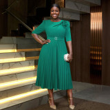 Women Floral Pleated Party Dress