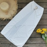 Women Solid V Neck Backless One-Piece Swimwear