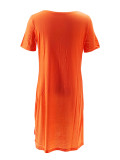 Women Printed Round Neck Casual Dress