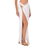 Women Solid V Neck Backless One-Piece Swimwear