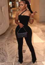 Women Backless Sexy Solid Sleeveless Slash Shoulder Jumpsuit Women Backless Sexy Solid Sleeveless Slash Shoulder Jumpsuit