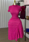 Women Summer Half High Neck Short Sleeve Dress