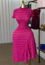 Women Summer Half High Neck Short Sleeve Dress