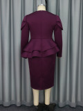 Women Long Sleeve Ruffle Formal Party Bodycon Dresses