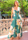 Women Summer French Retro Long Dress Printed Suspender Dress
