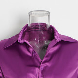 Women Sexy Satin Pleated Design Solid Dress