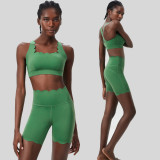 Women Summer Small Wave Yoga Quick Dry Running Fitness Clothes Two Piece Set