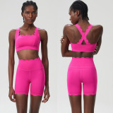 Women Summer Small Wave Yoga Quick Dry Running Fitness Clothes Two Piece Set