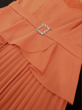 Women Round Neck Lantern Sleeve Party Formal Party Dress