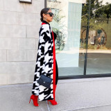 Women Autumn and Winter Houndstooth Long Coat