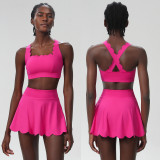 Women Summer Tennis Quick Dry Sports Fitness Clothes Two Piece Set