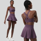 Women Summer Tennis Quick Dry Sports Fitness Clothes Two Piece Set