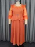 Women Round Neck Lantern Sleeve Party Formal Party Dress