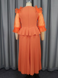 Women Round Neck Lantern Sleeve Party Formal Party Dress