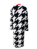 Women Autumn and Winter Houndstooth Long Coat