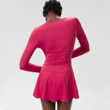 Women Sports Skirt Tennis Running Fitness Clothes Two Piece Set