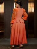 Women Round Neck Lantern Sleeve Party Formal Party Dress