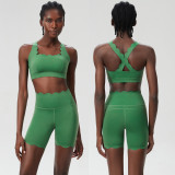 Women Summer Small Wave Yoga Quick Dry Running Fitness Clothes Two Piece Set