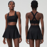 Women Summer Tennis Quick Dry Sports Fitness Clothes Two Piece Set