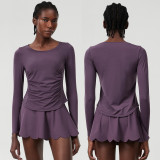 Women Sports Skirt Tennis Running Fitness Clothes Two Piece Set