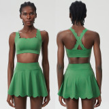 Women Summer Tennis Quick Dry Sports Fitness Clothes Two Piece Set