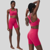Women Summer Small Wave Yoga Quick Dry Running Fitness Clothes Two Piece Set