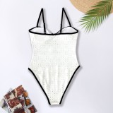 Women Solid Hollow Bikini One-Piece Swimwear