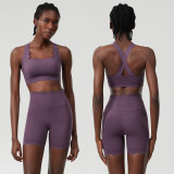 Women Summer Small Wave Yoga Quick Dry Running Fitness Clothes Two Piece Set