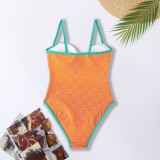 Women Solid Hollow Bikini One-Piece Swimwear