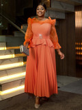 Women Round Neck Lantern Sleeve Party Formal Party Dress