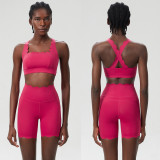 Women Summer Small Wave Yoga Quick Dry Running Fitness Clothes Two Piece Set