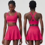 Women Summer Tennis Quick Dry Sports Fitness Clothes Two Piece Set