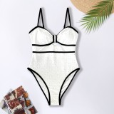 Women Solid Hollow Bikini One-Piece Swimwear