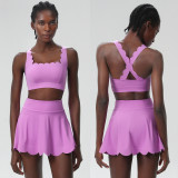 Women Summer Tennis Quick Dry Sports Fitness Clothes Two Piece Set