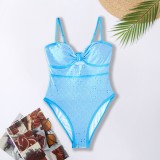 Women Solid Hollow Bikini One-Piece Swimwear